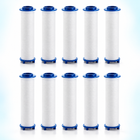 10 blue-cap PP cotton shower filter cartridges, 105 mm overall length