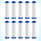 10 blue-cap PP cotton shower filter cartridges, 110 mm overall length
