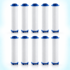 10 blue-cap PP cotton shower filter cartridges, 115 mm overall length