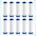 10 blue-cap PP cotton shower filter cartridges, 60 mm overall length