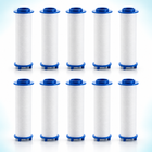 10 blue-cap PP cotton shower filter cartridges, 70 mm overall length