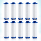 10 blue-cap PP cotton shower filter cartridges, 75 mm overall length