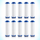 10 blue-cap PP cotton shower filter cartridges, 80 mm overall length