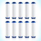 10 blue-cap PP cotton shower filter cartridges, 95 mm overall length
