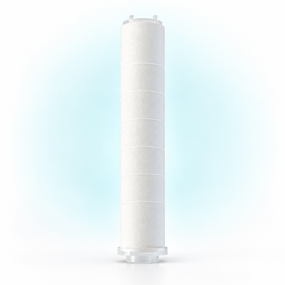 Single white shower filter replacement cartridge
