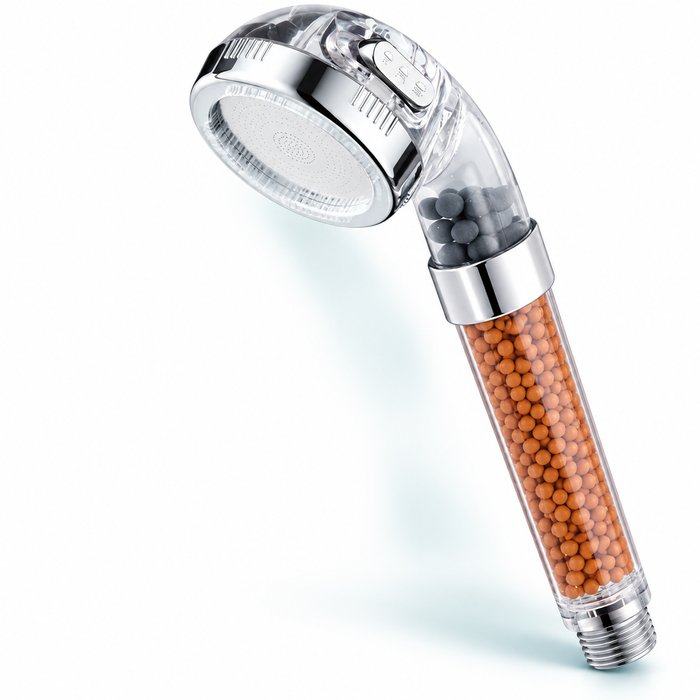3-Mode Bead Filter Handheld Shower Head - Clear - Orange bead head