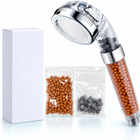 3-Mode Bead Filter Handheld Shower Head - Clear - Orange bead head + refill set + box