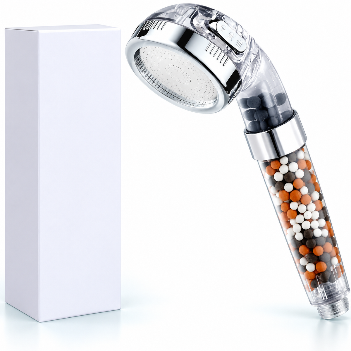 3-Mode Bead Filter Handheld Shower Head - Clear - Mixed bead head + box