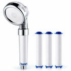 3-Mode Filtered Handheld Shower Head with Replaceable Cartridge - Clear - 3 extra PP cartridges
