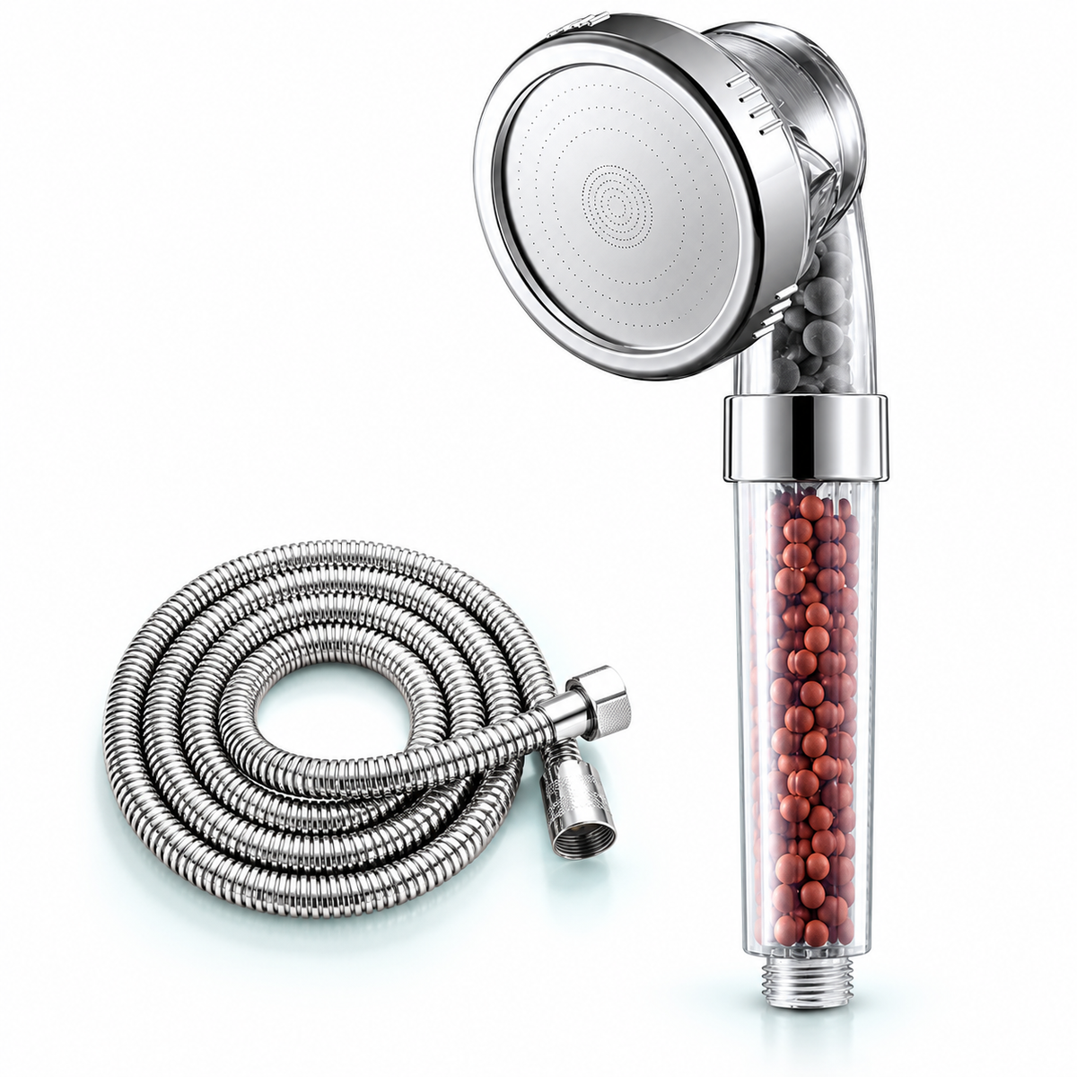 Classic 3-Mode Filter Handheld Shower Head - Clear - Bead head + 1.5 m hose