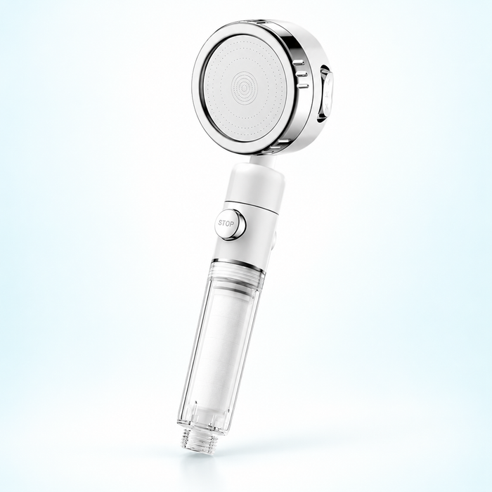 Three-mode clear-handle filtered showerhead - White / Head only