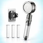 Three-mode clear-handle filtered showerhead - Gray / Holder + 3 spare filters