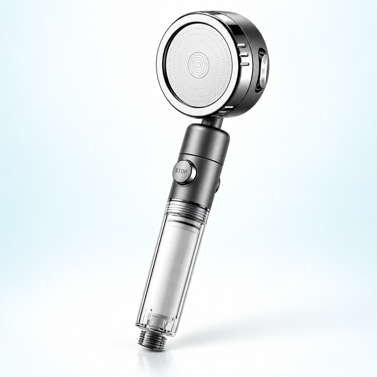 Three-mode clear-handle filtered showerhead - Gray / Head only