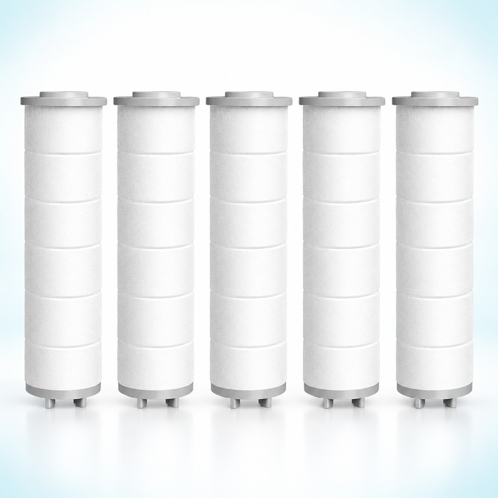 Five replacement PP filter cartridges for clear-handle showerhead