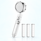 Three-mode clear-handle filtered showerhead - White / 3 spare filters