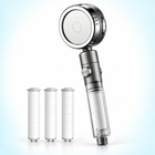 Three-mode clear-handle filtered showerhead - Gray / 3 spare filters