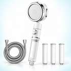 Three-mode clear-handle filtered showerhead - White / 1.5 m hose + 3 spare filters