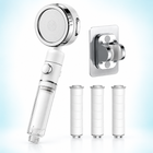 Three-mode clear-handle filtered showerhead - White / Holder + 3 spare filters