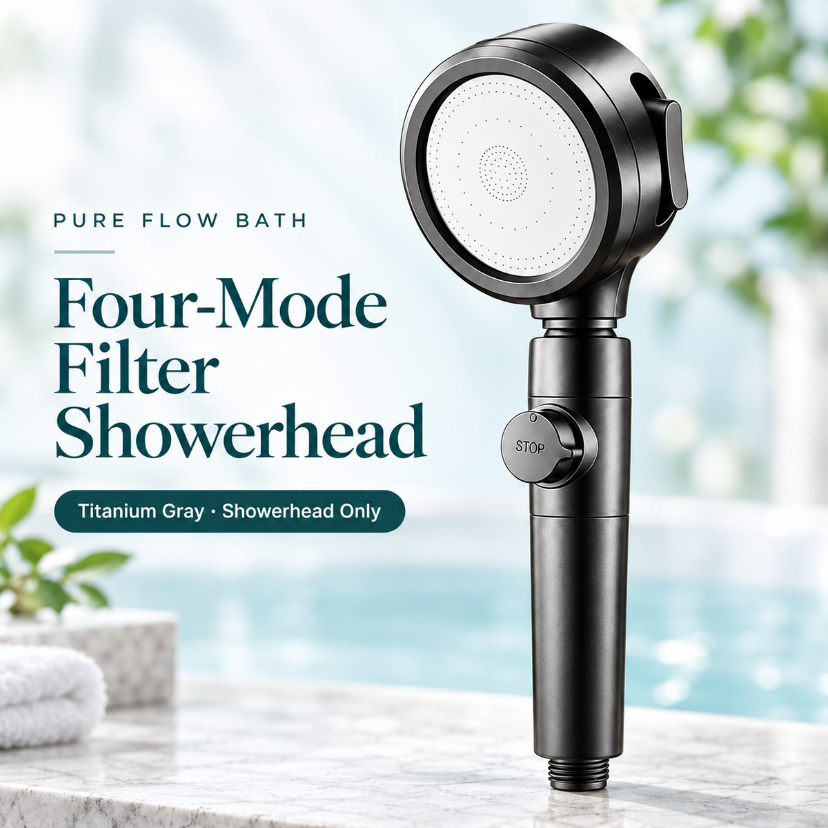 Pure Flow Bath Titanium Gray · Showerhead Only