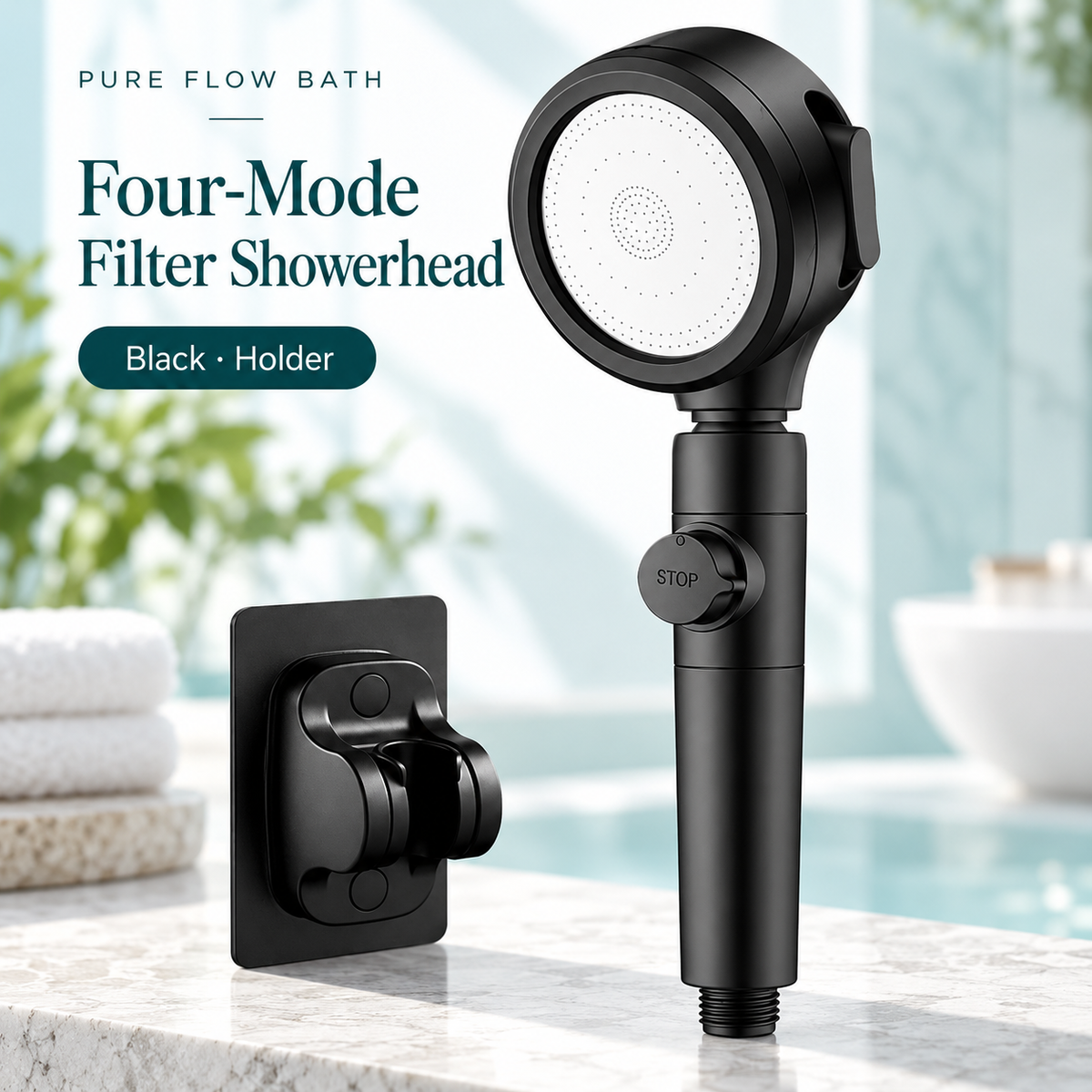 Pure Flow Bath Black · Holder