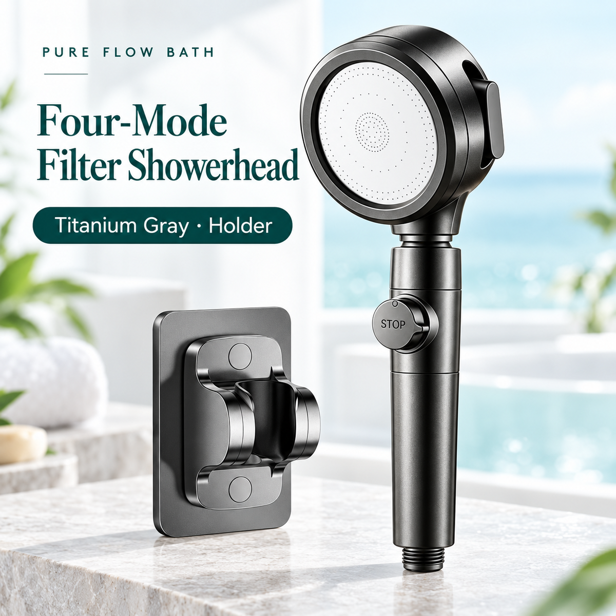 Pure Flow Bath Titanium Gray · Holder