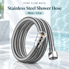 Pure Flow Bath Stainless Steel Shower Hose — Silver · 1.5 m