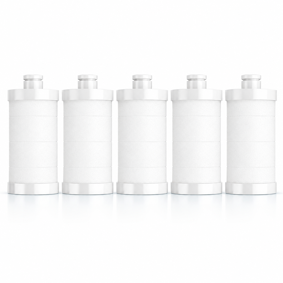 Five white replacement cartridges for inline water filter