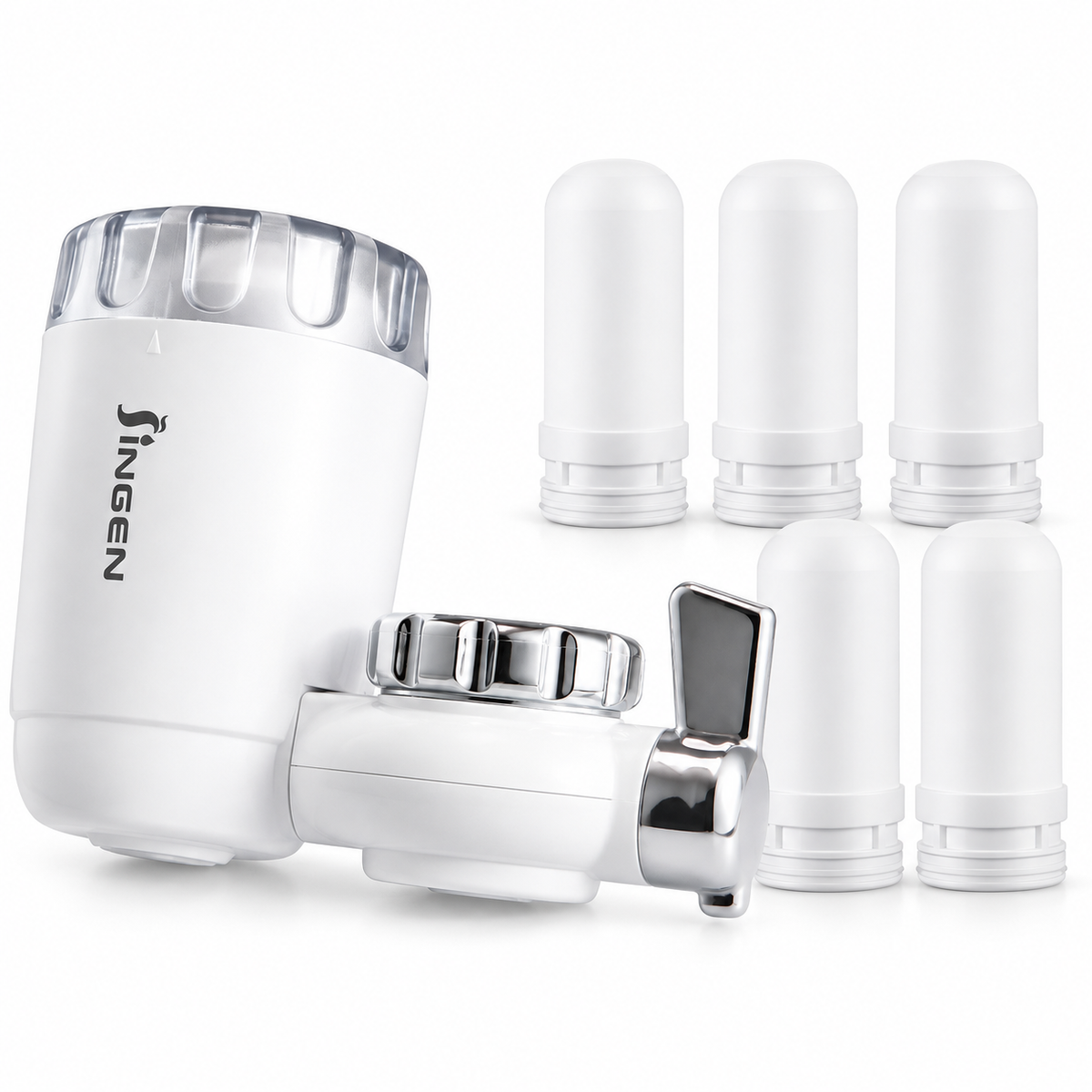 JN-18 faucet filter with 6 Total Cartridges including one installed