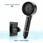 Pure Flow Bath Piano Showerhead — Black, With holder