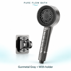 Pure Flow Bath Piano Showerhead — Gunmetal Gray, With holder