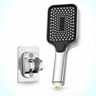 Three-mode rectangular handheld shower head in Chrome, Head + Holder