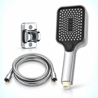 Three-mode rectangular handheld shower head in Chrome, Head + Holder + 1.5 m Hose