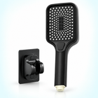 Three-mode rectangular handheld shower head in Black, Head + Holder