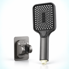 Three-mode rectangular handheld shower head in Gunmetal Grey, Head + Holder