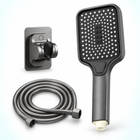 Three-mode rectangular handheld shower head in Gunmetal Grey, Head + Holder + 1.5 m Hose