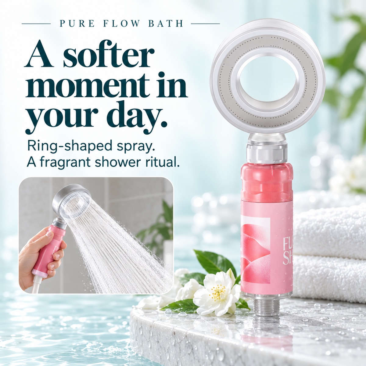 Ring showerhead with a demonstration of the spray
