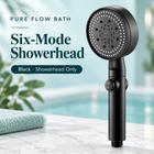 Pure Flow Bath Six-Mode Showerhead — Black — Showerhead Only