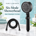 Pure Flow Bath Six-Mode Showerhead — Black — Showerhead + 1.5 m Hose