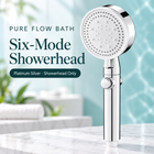 Pure Flow Bath Six-Mode Showerhead — Platinum Silver — Showerhead Only