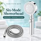 Pure Flow Bath Six-Mode Showerhead — Platinum Silver — Showerhead + 1.5 m Hose