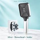 Pure Flow Bath Silver · Showerhead + holder