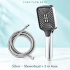 Pure Flow Bath Silver · Showerhead + 2 m hose