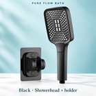 Pure Flow Bath Black · Showerhead + holder