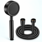 Stainless steel handheld shower head in Matte Black, Head + Hose