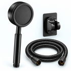 Stainless steel handheld shower head in Matte Black, Head + Hose + Holder