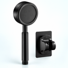 Stainless steel handheld shower head in Matte Black, Head + Holder