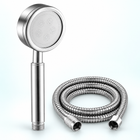 Stainless steel handheld shower head in Brushed Silver, Head + Hose