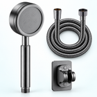 Stainless steel handheld shower head in Gunmetal Grey, Head + Hose + Holder