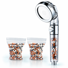 3-Mode Bead Filter Handheld Shower Head with Stop Button - Clear - 2 mixed bead refill bags