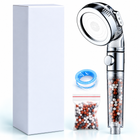 3-Mode Bead Filter Handheld Shower Head with Stop Button - Clear - Refill bag + tape + box